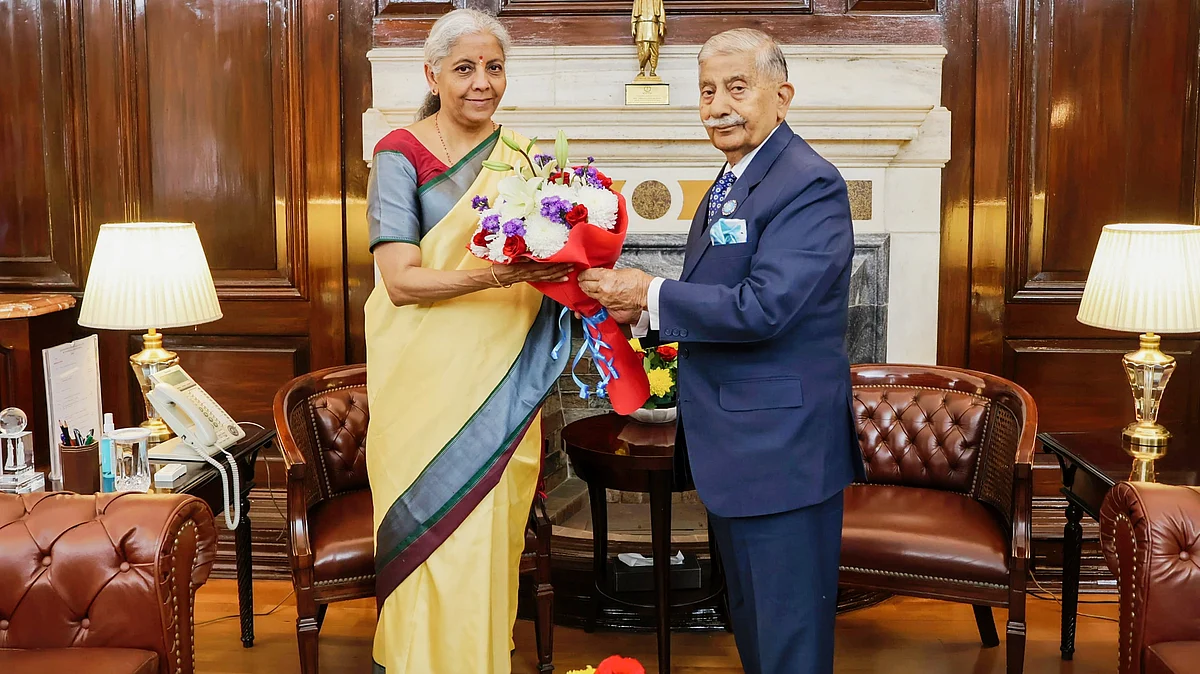 Ladakh L-G B.D. Mishra with Nirmala Sitharaman (photo: PTI)