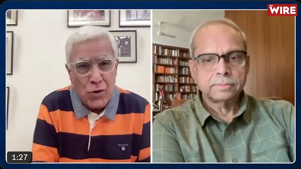 Karan Thapar (left) in conversation with Dr Parakala Prabhakar for the Wire