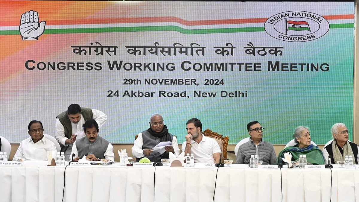 Mallikarjun Kharge, Rahul Gandhi and other leaders of the Congress Working Committee (photo: Vipin/NH)