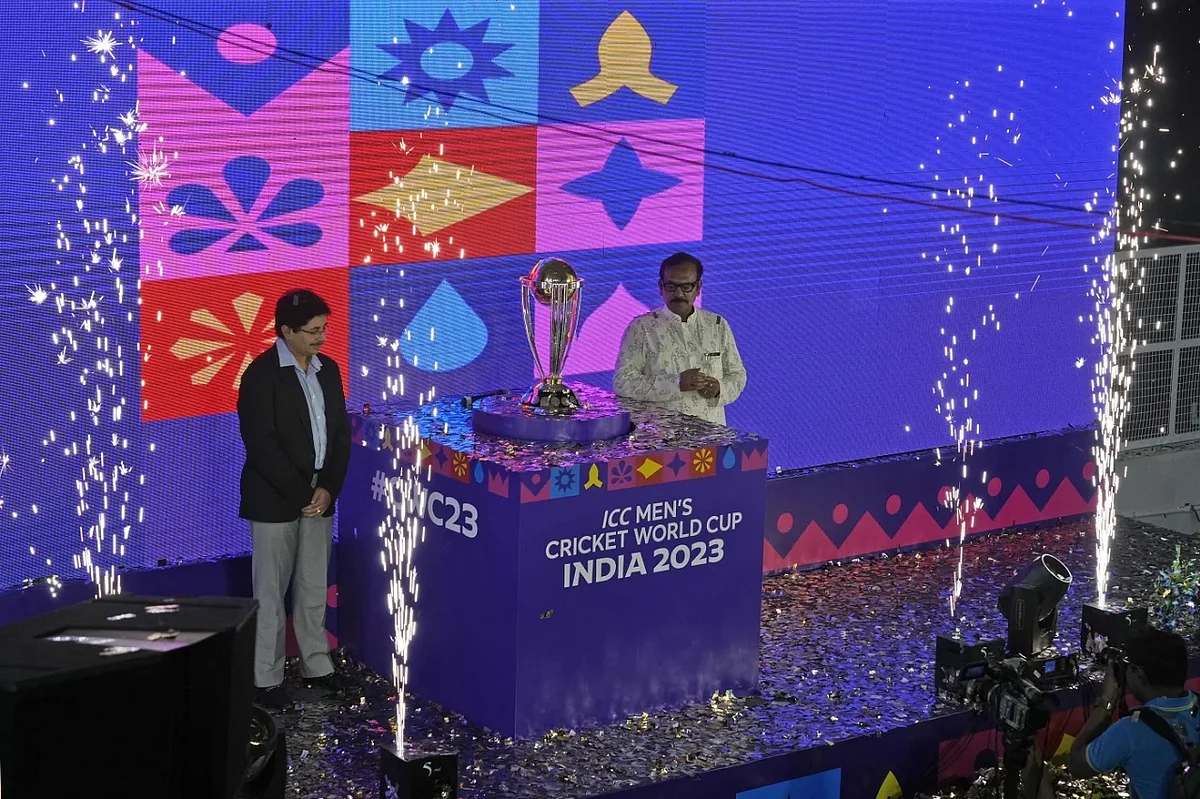 Snehasish Ganguly (left) during the ICC World Cup trophy tour in Kolkata last year