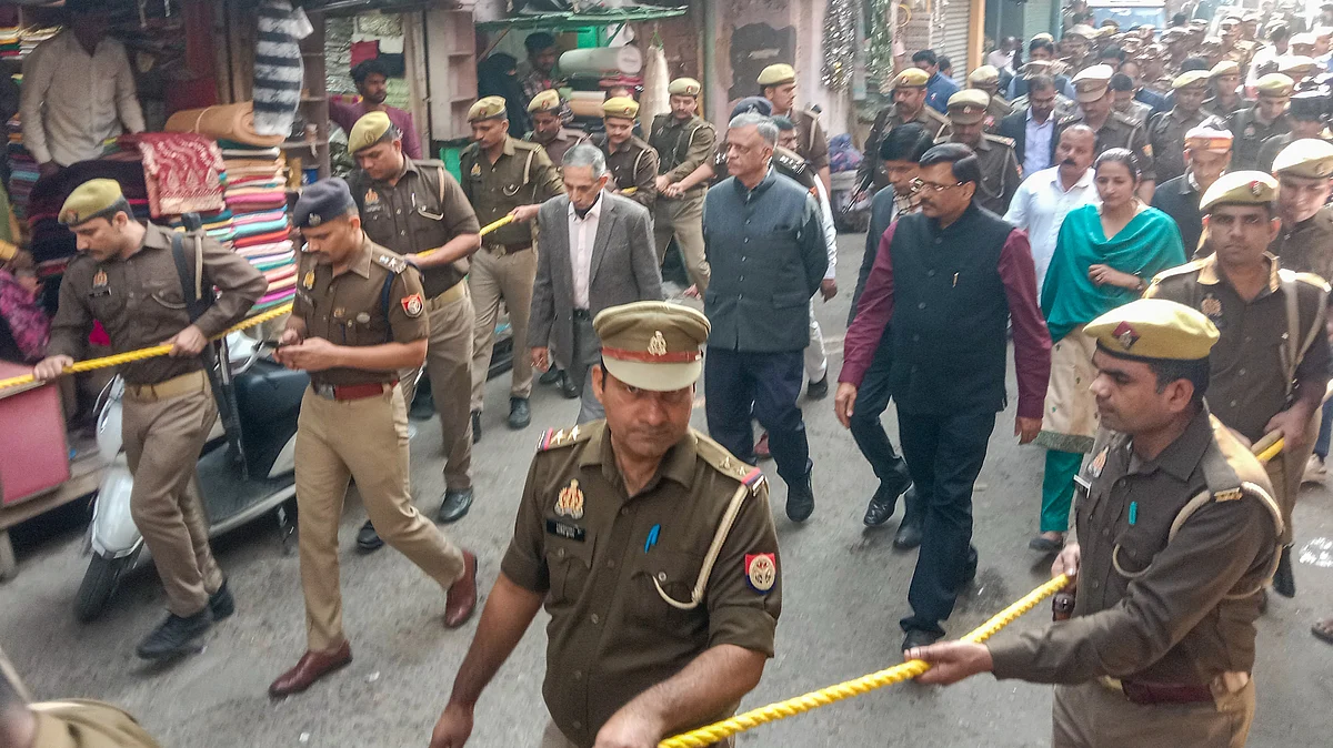 A three-member judicial commission in Sambhal on 1 December (photo: PTI)