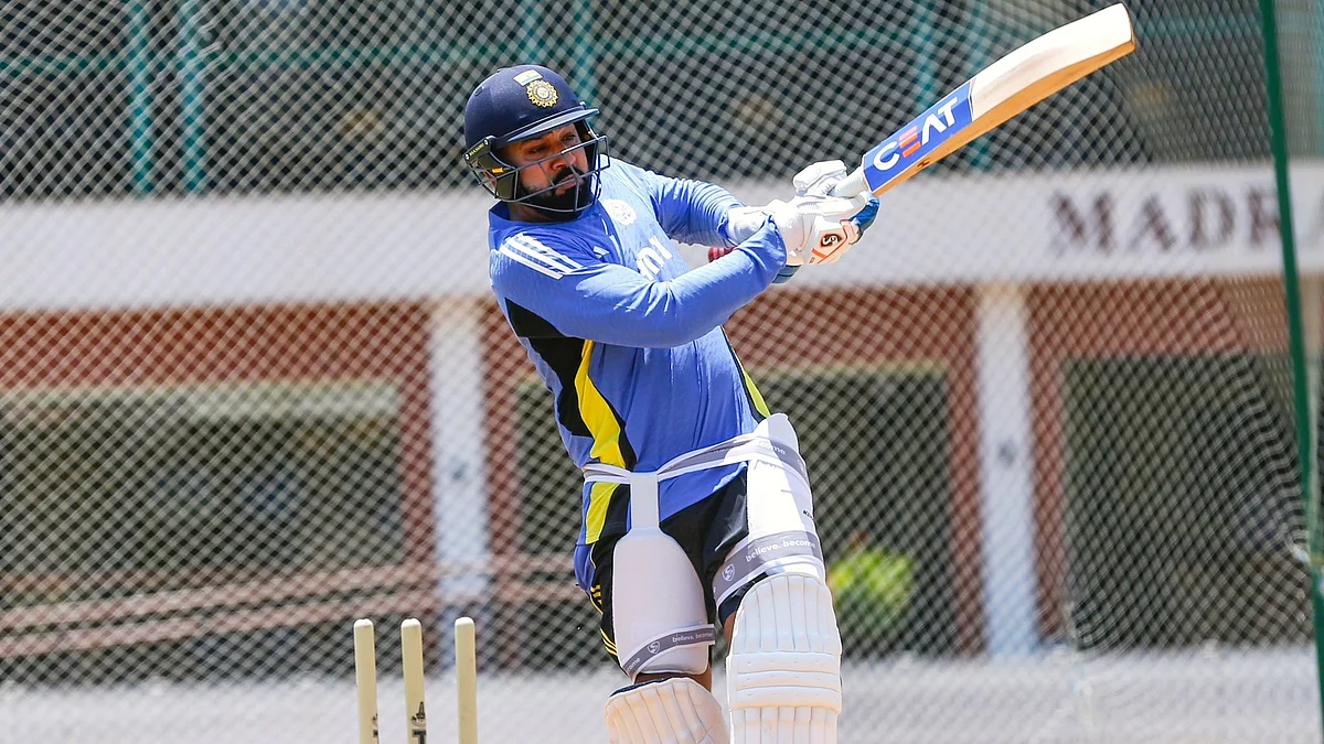 Rohit Sharma at an undated net session (photo: @ImRo45/X)