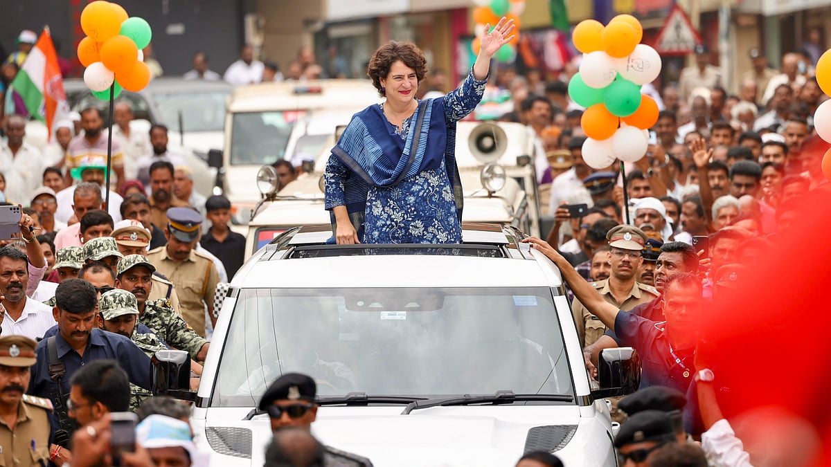 Priyanka Gandhi during a rally in Wayanad on 1 December (photo: PTI)
