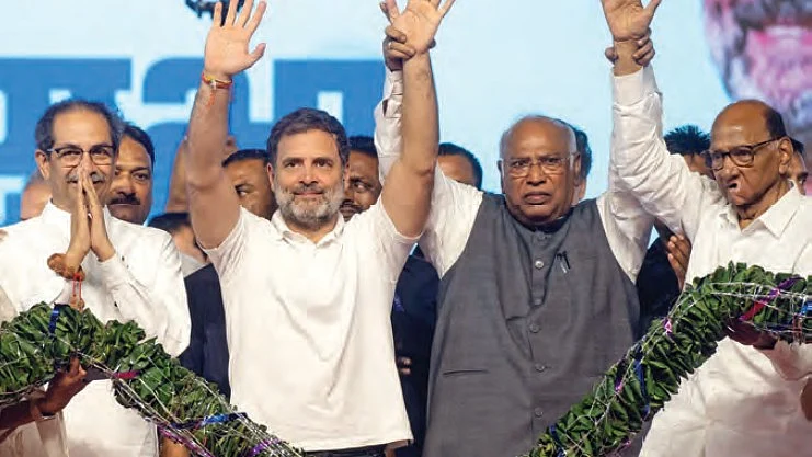 MVA leaders at a rally in Maharashtra, Nov. 2024 (Photo: Getty Images)