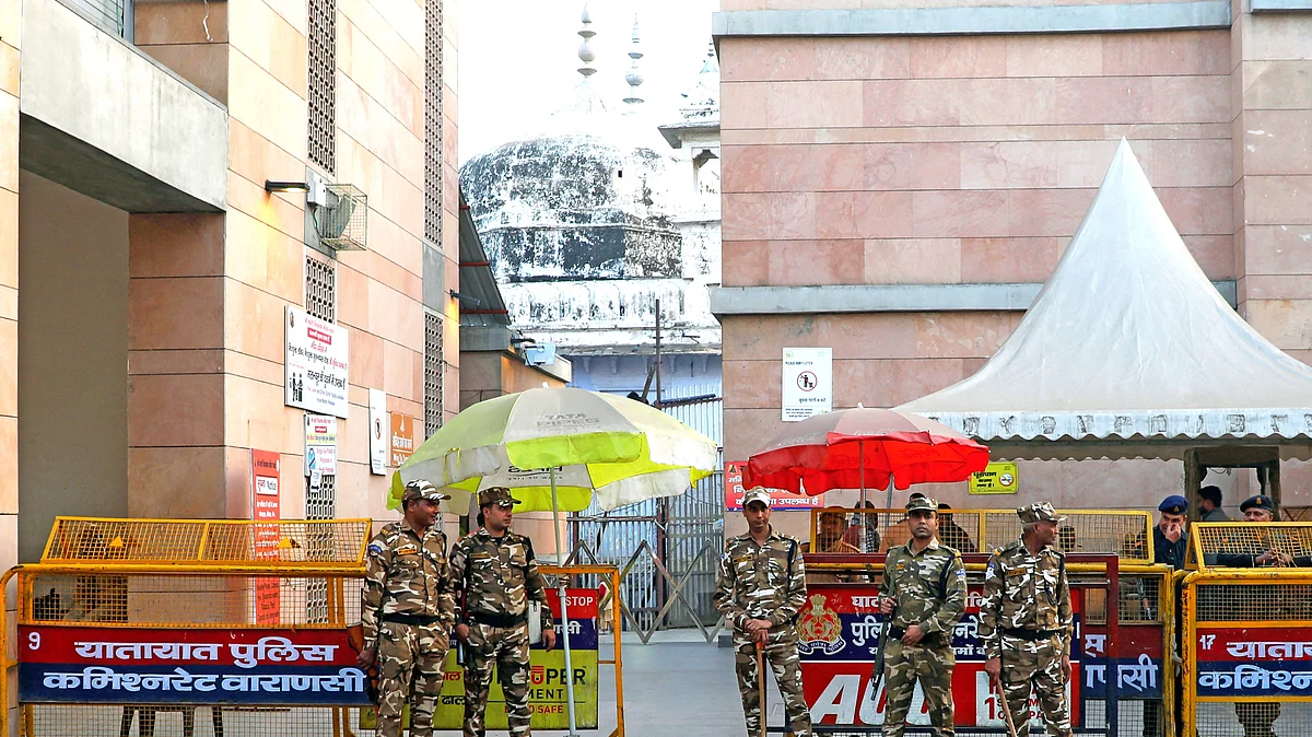 Police personnel near Gyanvapi mosque in Varanasi