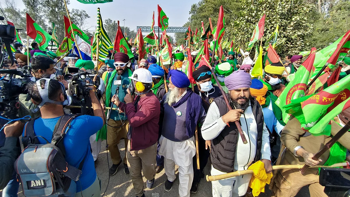 Farmers during their foot march in Patiala on 8 December (photo: PTI)