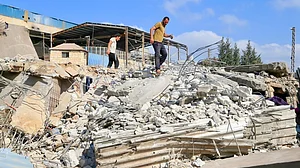 A destroyed building in Lebanon