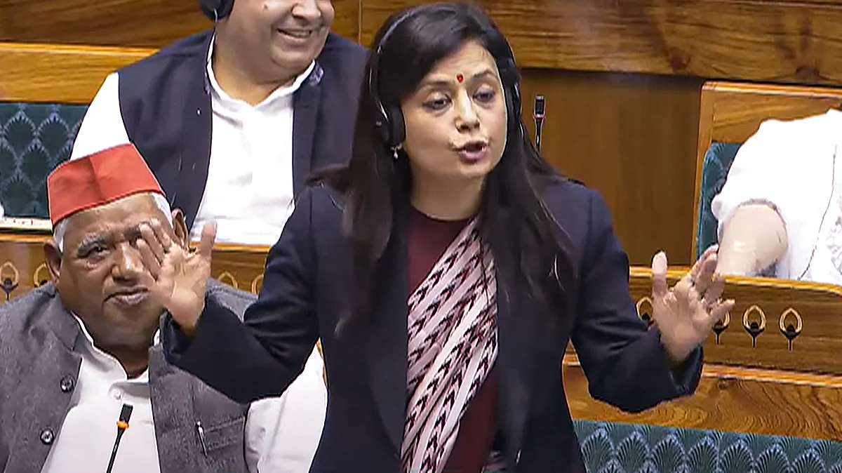 TMC MP Mahua Moitra speaks in the Lok Sabha on 13 December (photo: PTI)