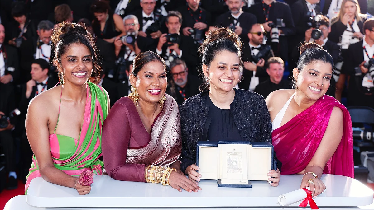 Payal Kapadia and the cast at Cannes (photo: @Festival_Cannes/X)