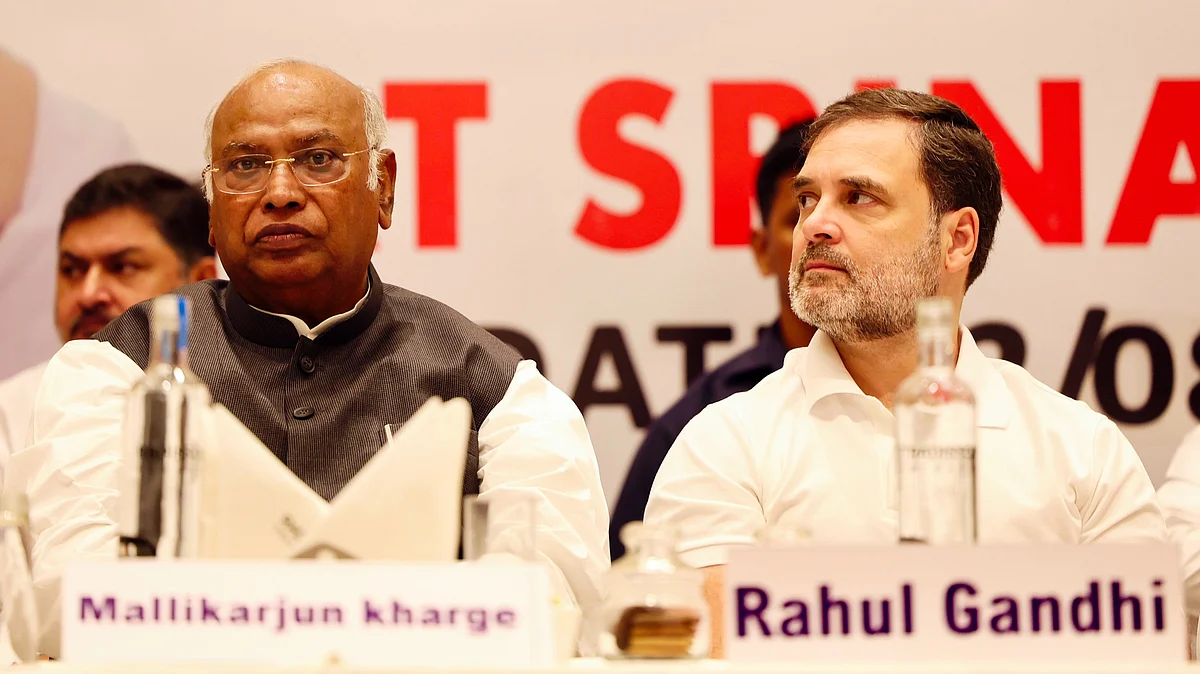 Congress leaders Mallikarjun Kharge and Rahul Gandhi (file photo) 