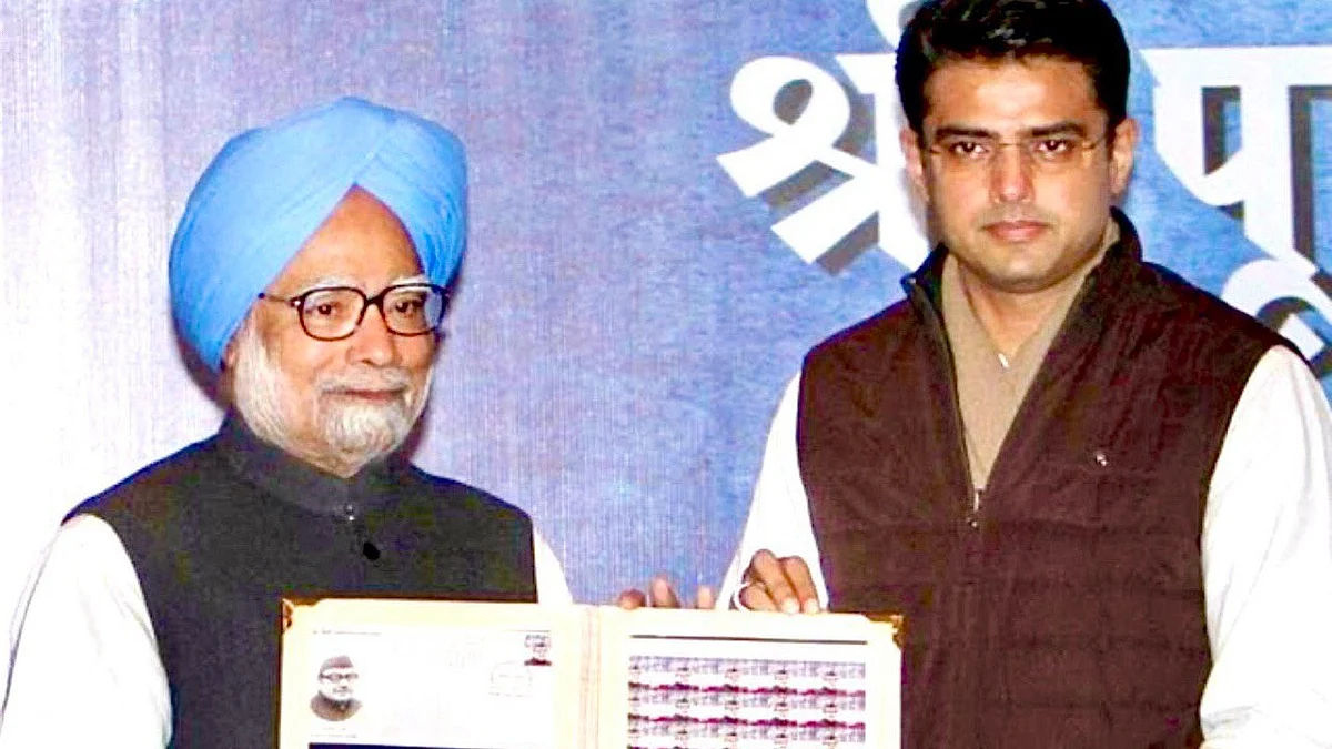 Congress leader Sachin Pilot with Manmohan Singh (photo: @SachinPilot/X) 
