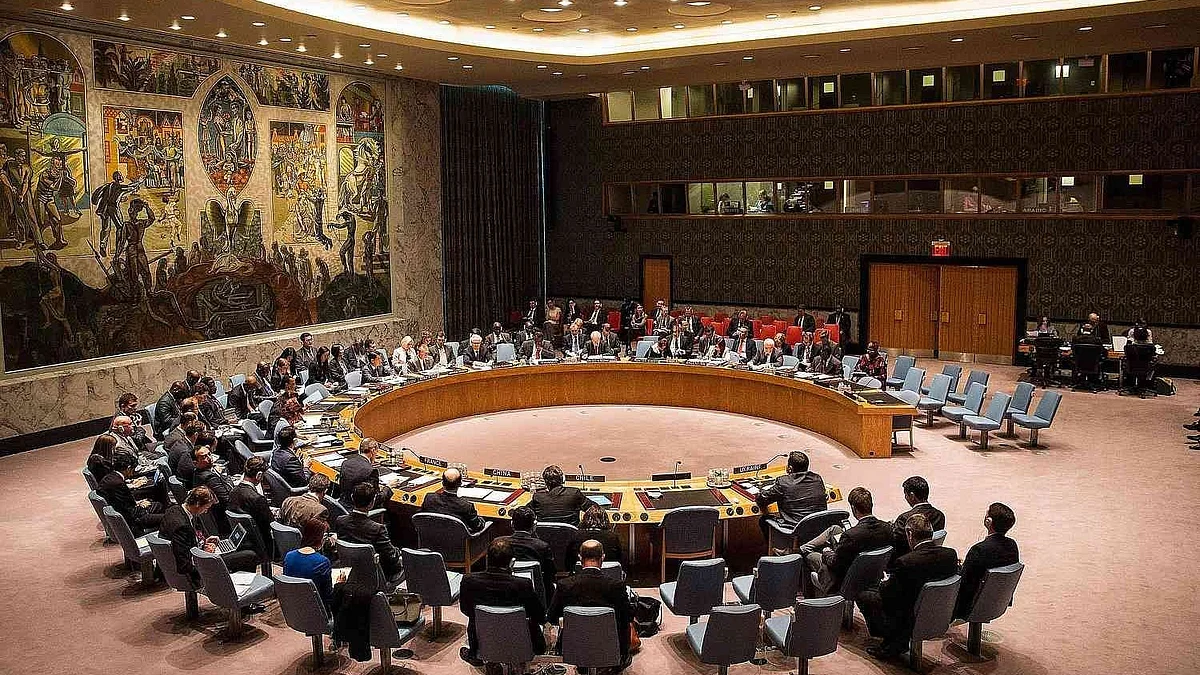 The horseshoe table of the United Nations Security Council in Geneva (representative image)