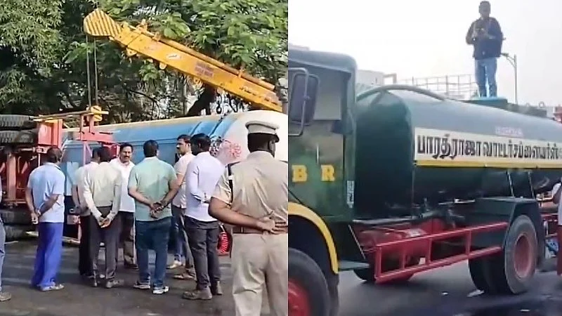 Specialised equipment was being used to remove the overturned tanker (photo: IANS)
