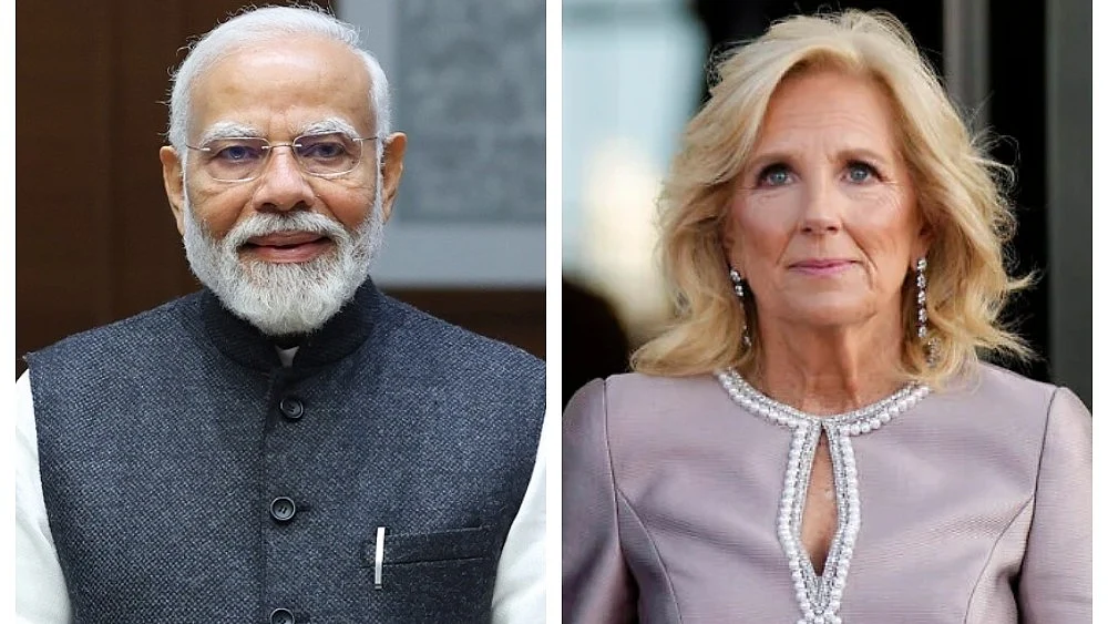Narendra Modi and Jill Biden