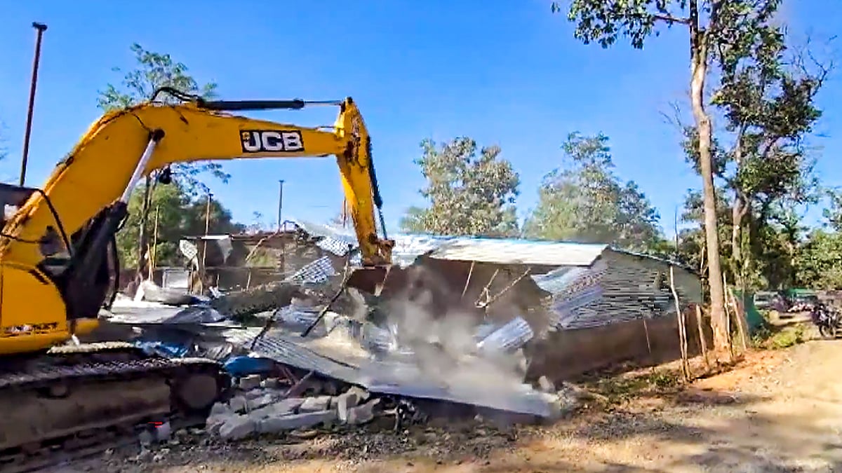 The land of the main accused being bulldozed in Bijapur on 4 January (photo: PTI)