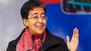 Delhi CM Atishi addresses a gathering in New Delhi on 5 January (photo: PTI)