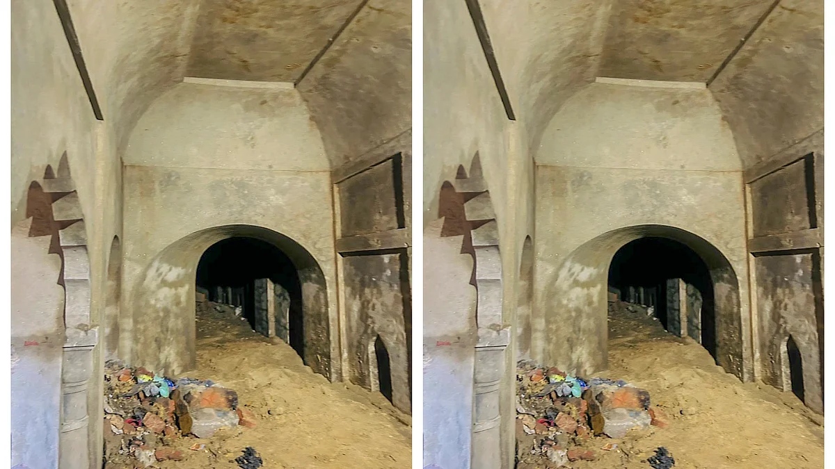 The stepwell that was unearthed in Laxman Ganj area of Chandausi recently (Photo: PTI)