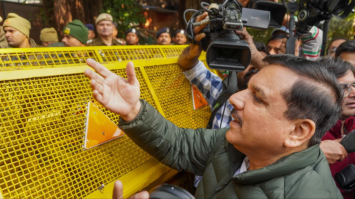 AAP leader Sanjay Singh in New Delhi on 8 January (photo: PTI)