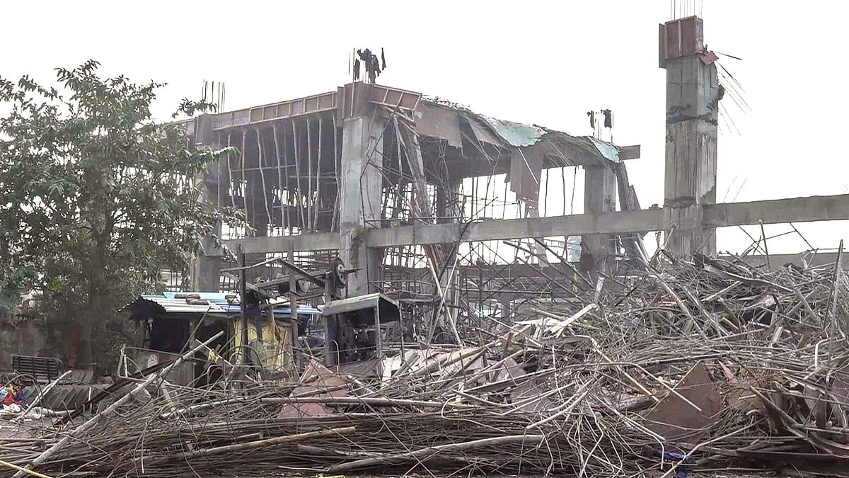 The under-construction building at Kannauj railway station that collapsed on 11 Jan 2025 (Photo: PTI)