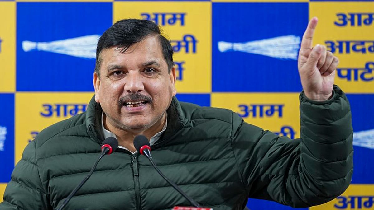 AAP leaader Sanjay Singh in New Delhi on 12 January (photo: PTI)