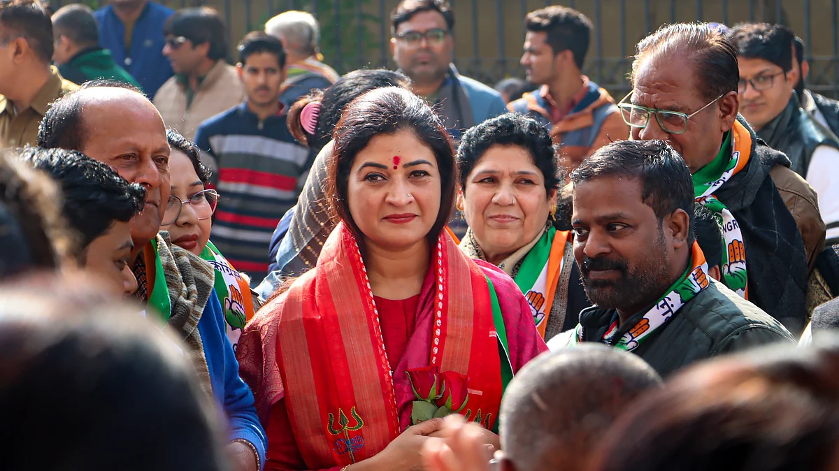 Alka Lamba during the inauguration of her election office in New Delhi on 14 January (photo: PTI)