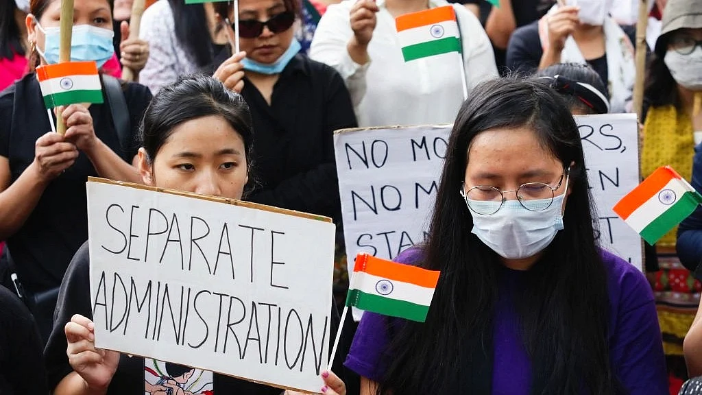 File photo of Kuki-Zo community members at a protest