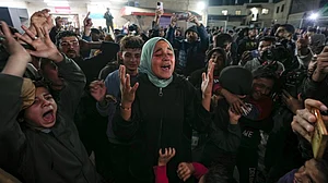 Palestinians in central Gaza Strip on 15 January (photo: PTI)