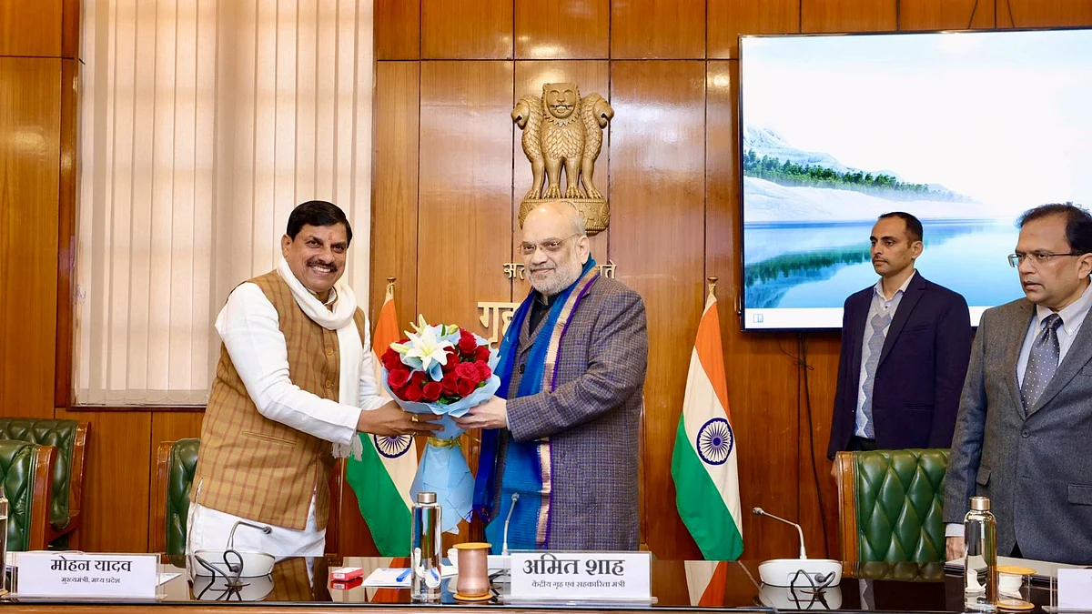 Mohan Yadav (left) with Union home minister Amit Shah (photo: @AmitShah/X)