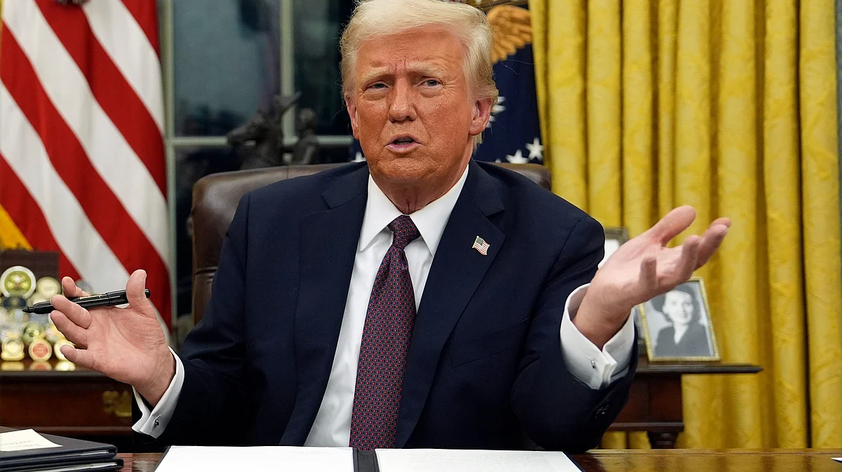 US president Donald Trump at the White House on 20 January