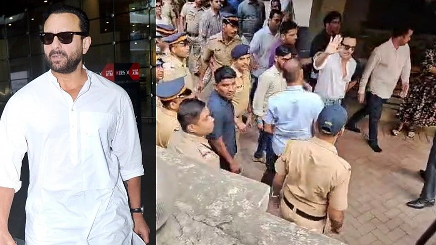 Saif Ali Khan walks towards his home after being discharged from hospital 