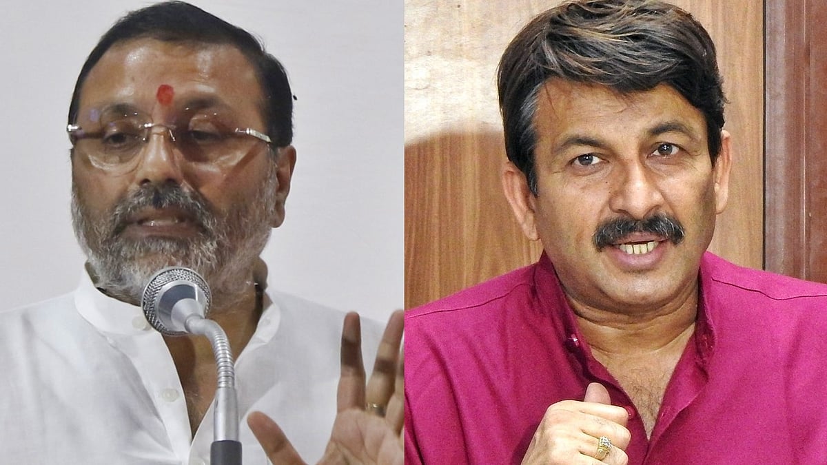 Nishikant Dubey (left), Manoj Tiwari (right)