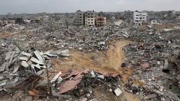 Screengrab of a video showing destroyed Rafah