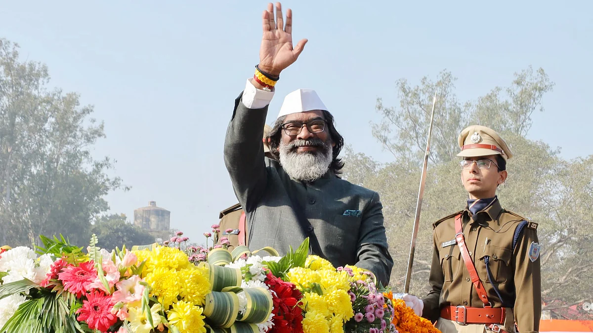 CM Hemant Soren during Republic Day celebration in Dumka on 26 January (photo: PTI)