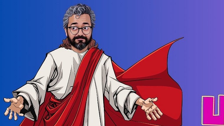 Independent Delhi candidate Meghnad S.' X banner shows him in messianic avatar