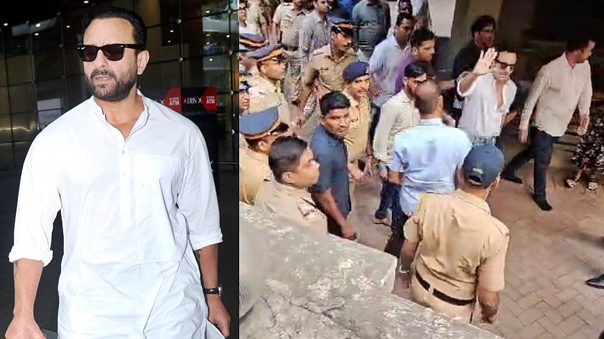 Saif Ali Khan walks towards his home after getting discharged from hospital 