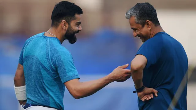 Virat Kohli with Sanjay Bangar during a private nets session (photo: social media)