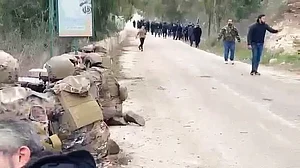 Video screengrab of Lebanese citizens returning to territory still occupied by Israel