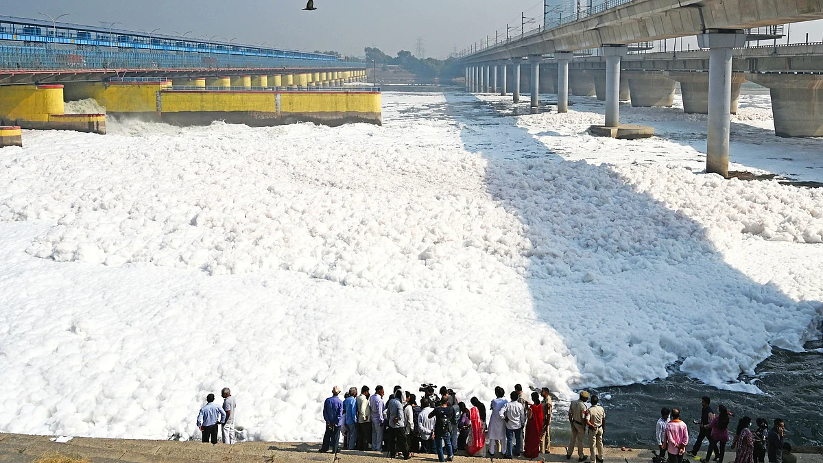 A dangerously polluted Yamuna in Delhi 