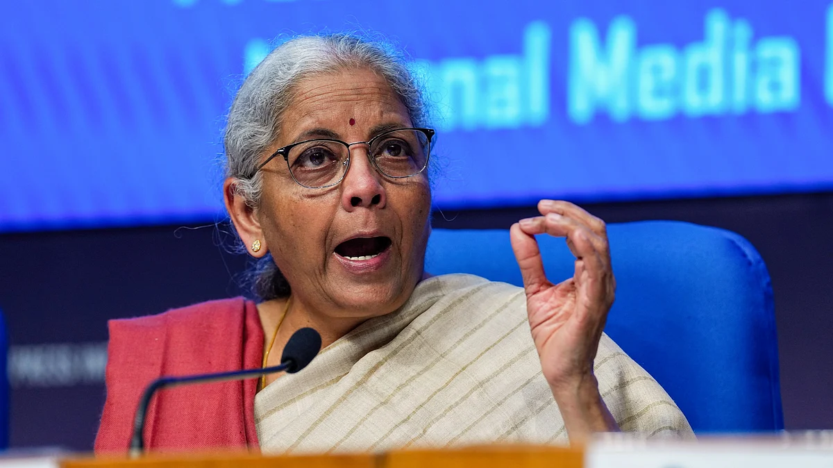Nirmala Sitharaman at a post-Budget press meet (photo: PTI)