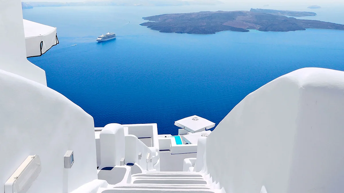 View from the famed island of Santorini (photo: @greekcitytimes/X)