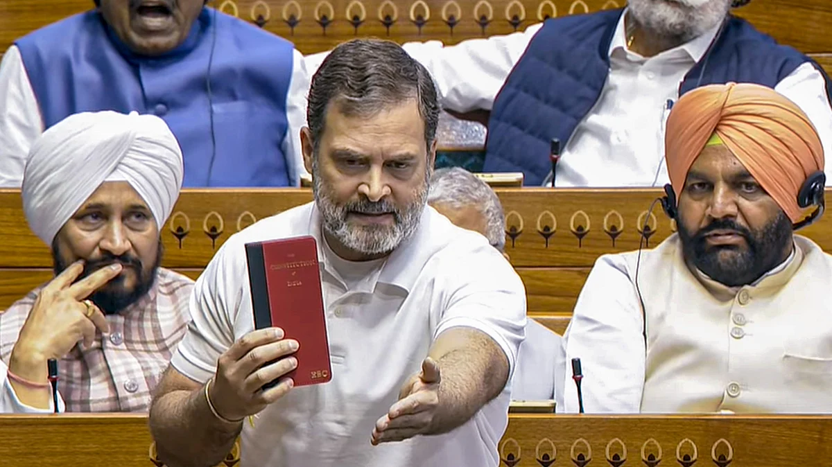 Rahul Gandhi in the Lok Sabha today (photo: PTI)