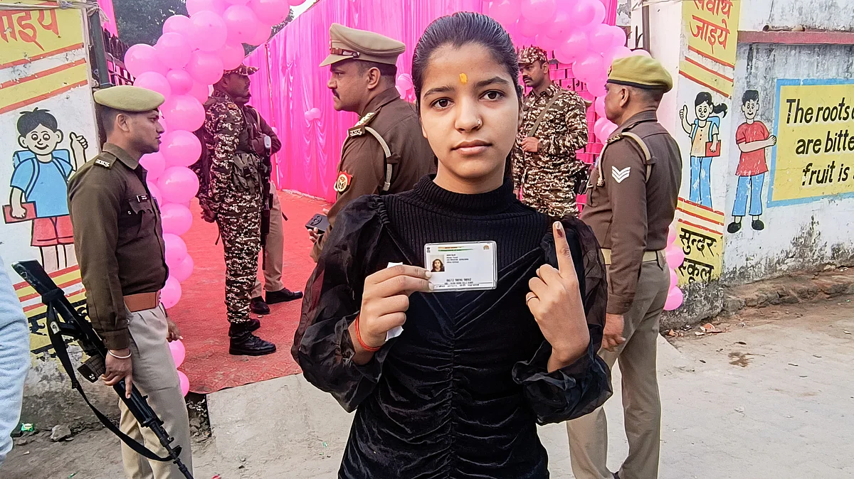 A first-time voter in Milkipur (photo: PTI)