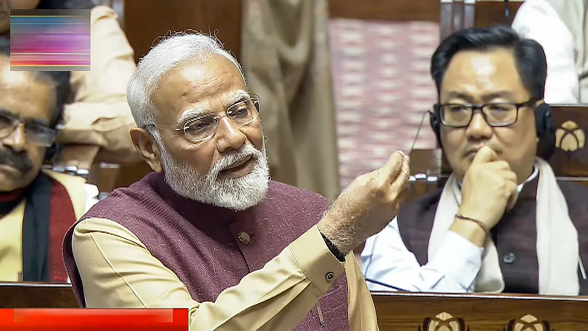 PM Modi in the Rajya Sabha (photo: PTI)