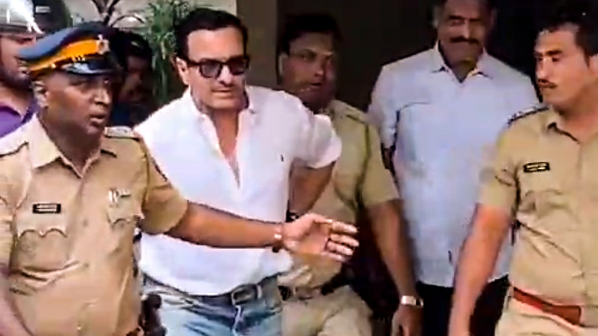 Saif Ali Khan at his residence in Mumbai on 21 January (photo: PTI) 