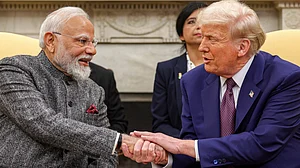 Narendra Modi with US President Donald Trump at the White House on 14 February (photo: PTI)