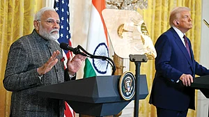 US President Donald Trump and PM Narendra Modi at a joint White House press conference