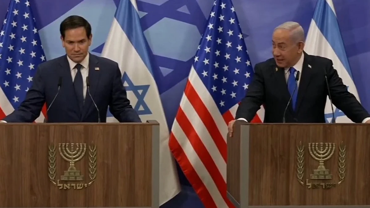 Israeli PM Benjamin Netanyahu (R) with Marco Rubio in Jerusalem (photo: IANS)