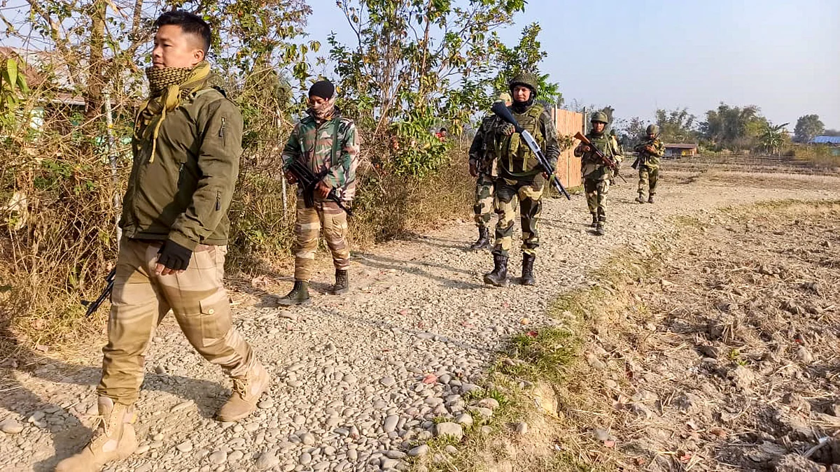 Security personnel during a search operation on 14 February (photo: PTI)