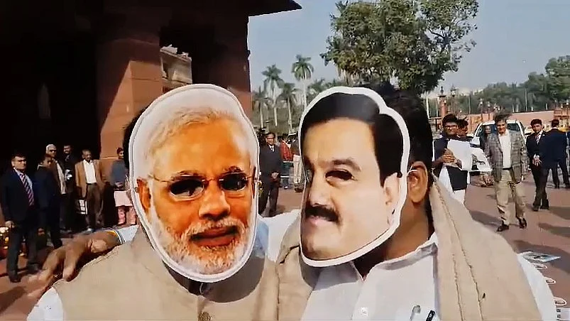 Video grab of 'Modi' and 'Adani' interview by @INCIndia/X