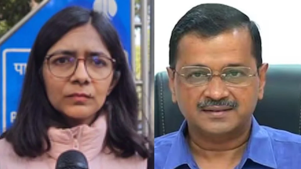 Swati Maliwala (left) and AAP supremo Arvinf Kejriwal (right)